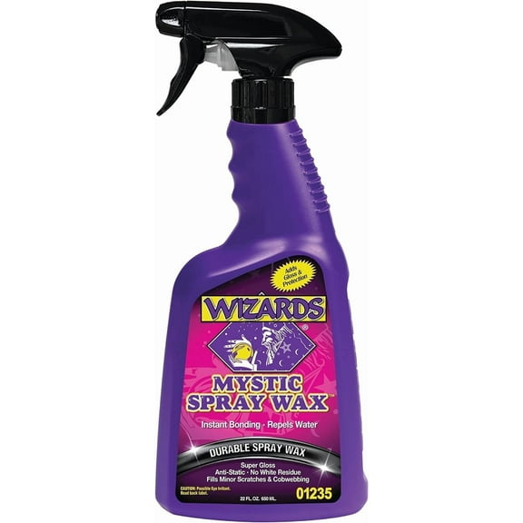 "Wizards Mystic Spray Wax – 22 fl oz | High-Gloss Spray Polish & Glass Cleaner with Nano Polymer Technology | Safe for Paint, Chrome, Fiberglass & Glass "