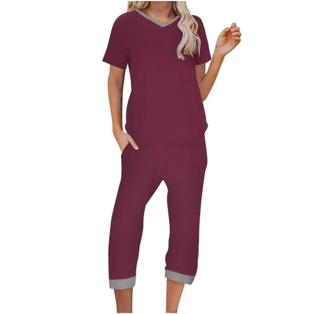Traje de mujer de manga corta con cuello en V y pantalones cortos estampados Wmkox8yi bvn1728