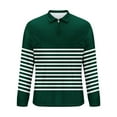 thumbnail image 4 of RYRJJ Men's Long Sleeve Polo Shirts Quarter-Zip Casual Slim Fit Shirts Lightweight Color Block Striped Collared Golf Shirt(Green,M), 4 of 5
