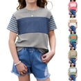 thumbnail image 5 of YOUYEDIAN Tween Girls Summer Shirts Short Sleeve Color Block Tops (Gray, 13-14 Years), 5 of 5