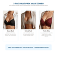 thumbnail image 5 of Women's 3 Pack Push-Up Bras, Underwire Padded Full Coverage Bra, Soft Floral Lace Lift Everyday Bra for Women B C D Cup, Wine/Nude/Black, 5 of 6