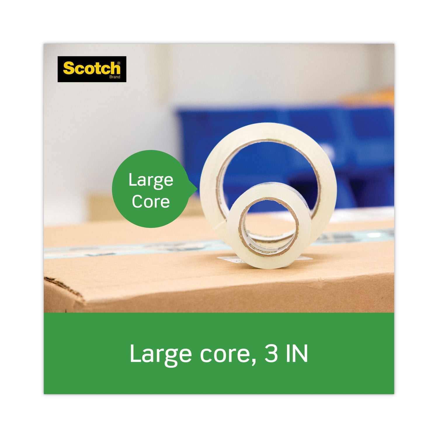 Scotch Tough Grip Moving Packaging Tape, 3" Core, 1.88" x 54.6 yds, Clear, 6/Pack