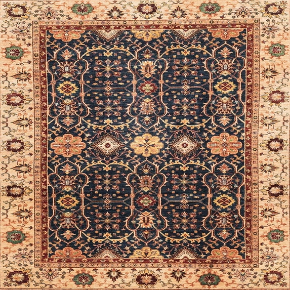 Ahgly Company Machine Washable Indoor Square Abstract Red Brown Area Rugs, 4' Square