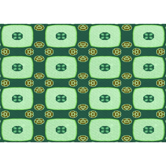 Ahgly Company Indoor Rectangle Patterned Medium Forest Green Area Rugs, 2' x 4'