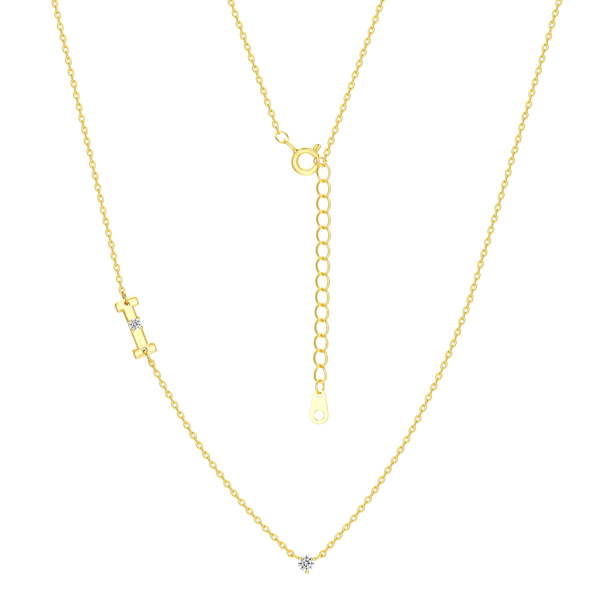 Believe by Brilliance I Triple Chain Initial Necklace Set in 14KT Gold Flash Plated Brass