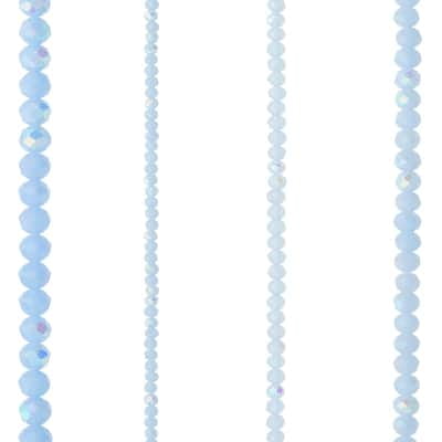 12 Pack: Light Blue Faceted Glass Rondelle Beads by Bead Landing