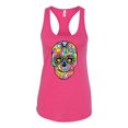 thumbnail image 2 of Wild Bobby, Dean Russo Colorful Sugar Skull Streetwear Women Racerback Tank Top, Raspberry, X-Large, 2 of 5