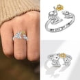 thumbnail image 3 of Mom's Ring Day Gift Silver Plated Wedding Ring Jewelry Adjustable Object Ring Set With Style Two Color Elephant Ring, 3 of 6