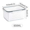 thumbnail image 3 of Food Storage Container Double-Layer Drain Basket 850ml Plastic Food Storage Container with Removable Colander Gray Lid and Sponge Wipe Microwave and Freezer Safe(1 Set) by JASKFLY, 3 of 9
