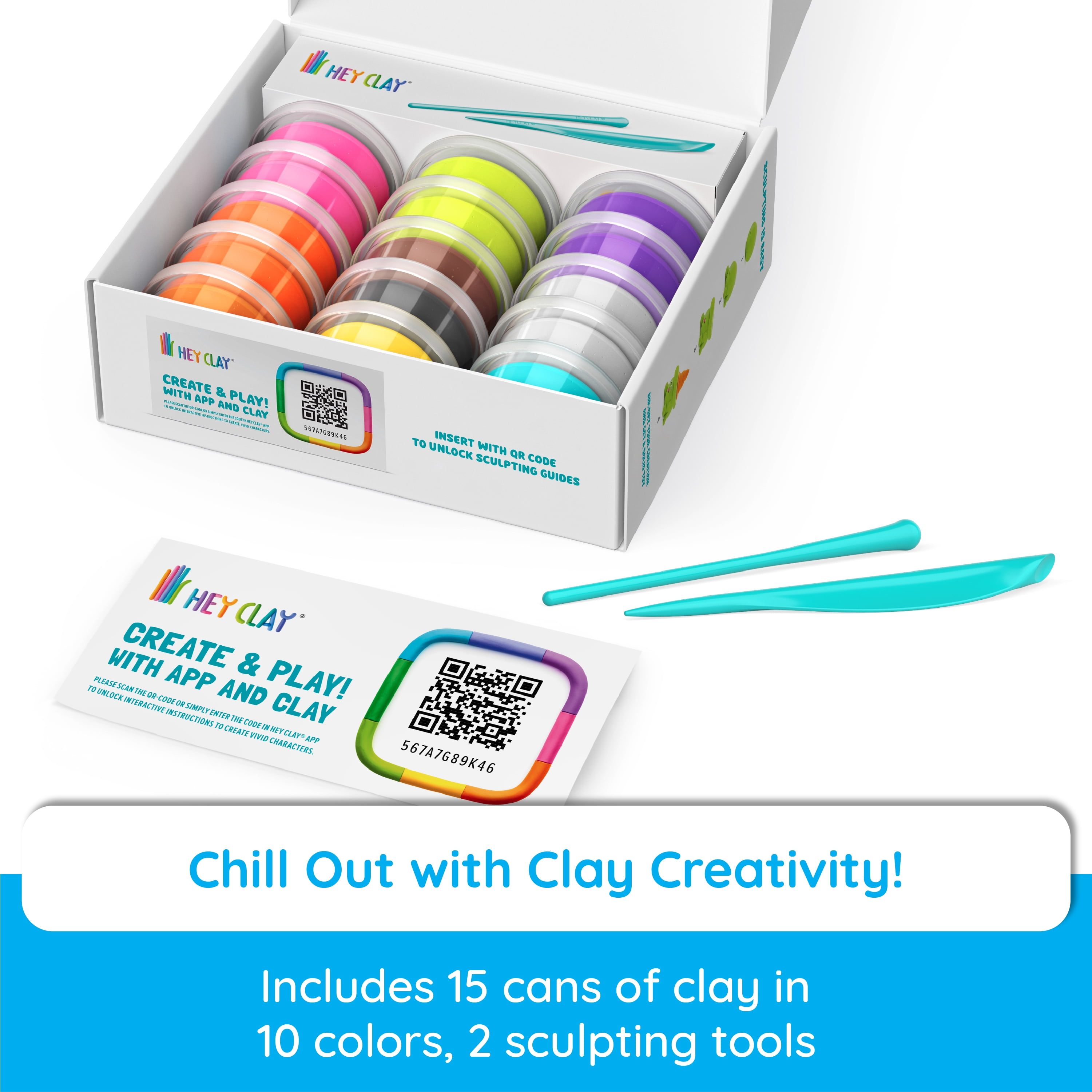 Hey Clay Nice Ice Cream, Air Dry Clay Kit with Interactive App for Kids & Tweens