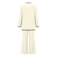 thumbnail image 5 of Two Piece Outfits Women Button Down Cardigan Wide Leg Pants Sets Sweater Knit Loungewear Block Color Lounge Suits (White S), 5 of 6