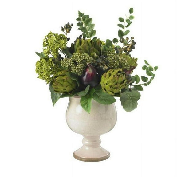 Nearly Natural Silk  Silk Artichoke and Hydrangea Flower Arrangement