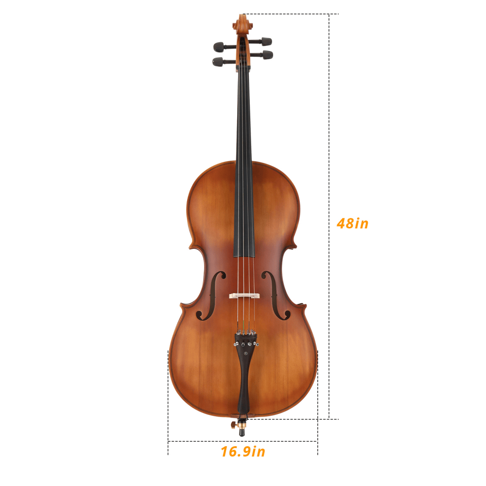 Tcbosik 4/4 Full Size Acoustic Cello with Bag, Bow, Rosin, Bridge and Strings for Beginner, Adult, Matte Natural Color