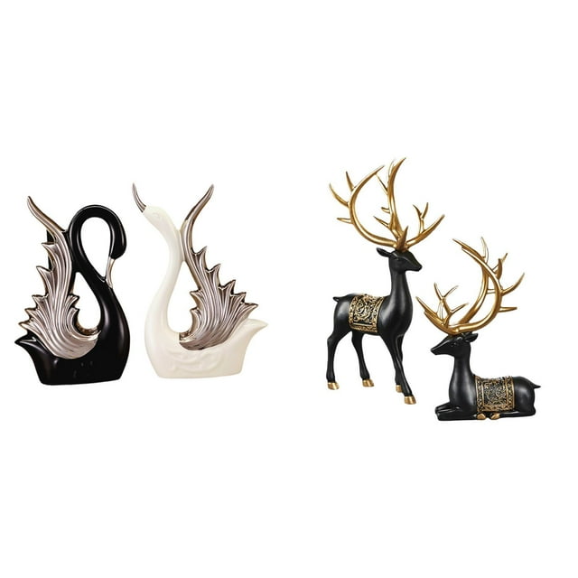 estatua de cisne,Figuras de cisne,estatuas,decoración del hogar,fiesta de bodas,Estatua de escultura de ciervo,Escultura de ciervo para sala de estar con luz de resina.,Estatua de ciervo para