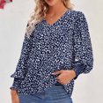 thumbnail image 5 of Pompotops Haut Mode Femme Ample Imprimé Col en V Manches Longues Liquidation, 5 of 5