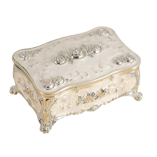 Jewelry Storage for Women Featuring Glossy Finish Including Alloy Build and Floral Engraving Multicolor