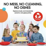 Exquisite 9 Red Disposable Party Plastic Plates, 100 Count, Heavy Duty 350 GSM Plate