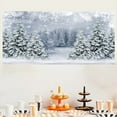 thumbnail image 2 of Winter Scene Backdrop Snowy Fabric Banner, Christmas Pine Tree Halo Spots Photography Background, White Wonderland Snowflake Forest for Party Holiday Photoshoot Props 56x118 in, 2 of 4