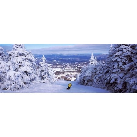 Rear View of A Person Skiing Stratton Mountain Resort Stratton Windham County Vermont USA Poster Print, 27 x 9