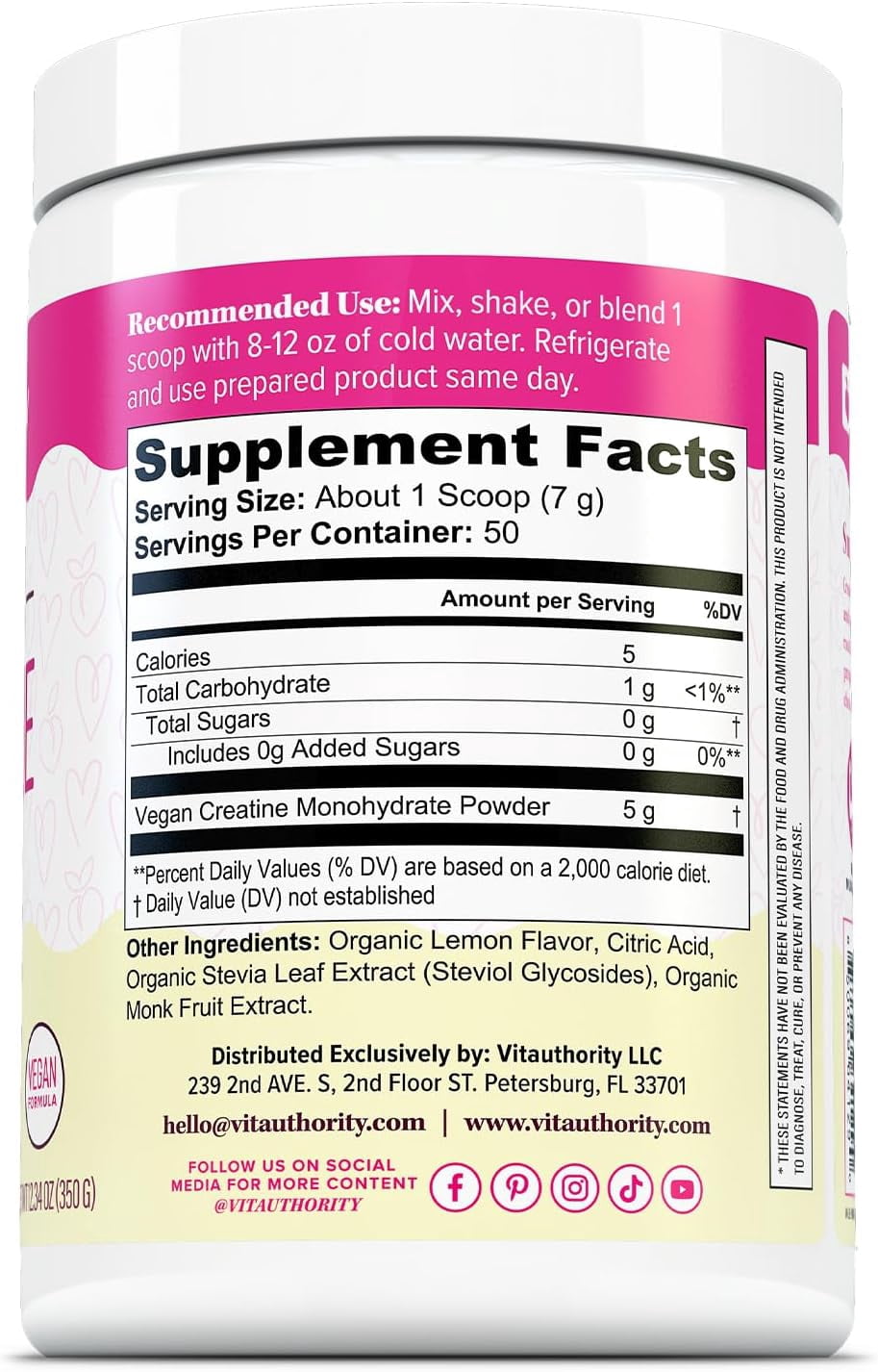 Micronized Creatine Monohydrate Powder – 5 g per Serving | Supports Strength & Muscle Recovery | No Sugar or Fillers | Lemonade Flavor | 50 Servings