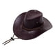 thumbnail image 1 of Sombrero de vaquero para hombre, sombrero de jazz de ala ancha con correa ajustable para la barbilla, duradero Marrón, 1 of 9