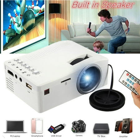 UNIC Home 1080p Mini LED Video Movie Game Projector Compact Pocket Projector Home Theater Cinema Digital Multimedia Projector Built in SPEAKER USB/TF/AV For Sound Bar/ PHONE /TV (Best Digital Projector Under 200)