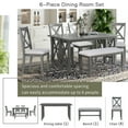 Elegant Gray Solid Wood TREXM 6Piece Space Saving Family Dining Room