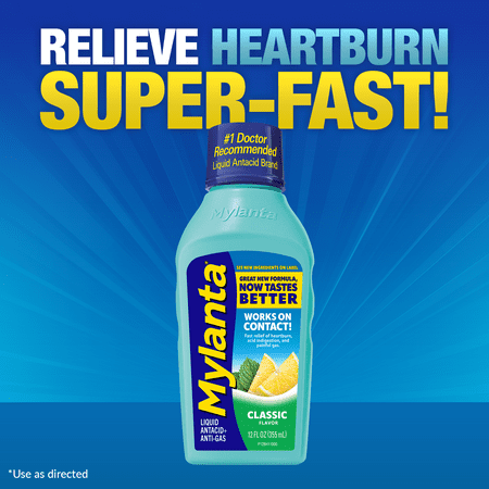 Mylanta for Heartburn, Acid Reflux, & Gas Relief, Liquid Antacid, Classic Flavor, 12 Fluid Ounce