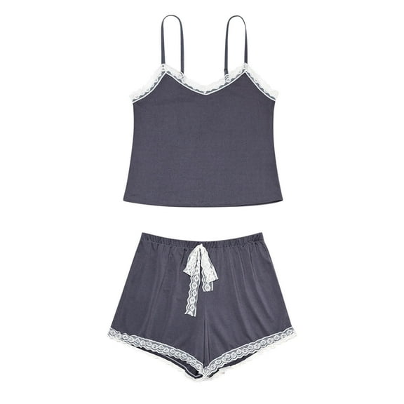 Hrsba Lightweight 2 Piece Cami Set for Women Sleeveless Top with Shorts Summer Soft Ladies Breathable Sleepwear Nightwear Pjs Set