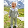 thumbnail image 6 of RUINIXCW Toddler Baby Girl Fall Outfits Casual Plaid Doll Collar Long Sleeve Tops with Ruffled Trim Pants 2 Pcs Set, 6 of 9