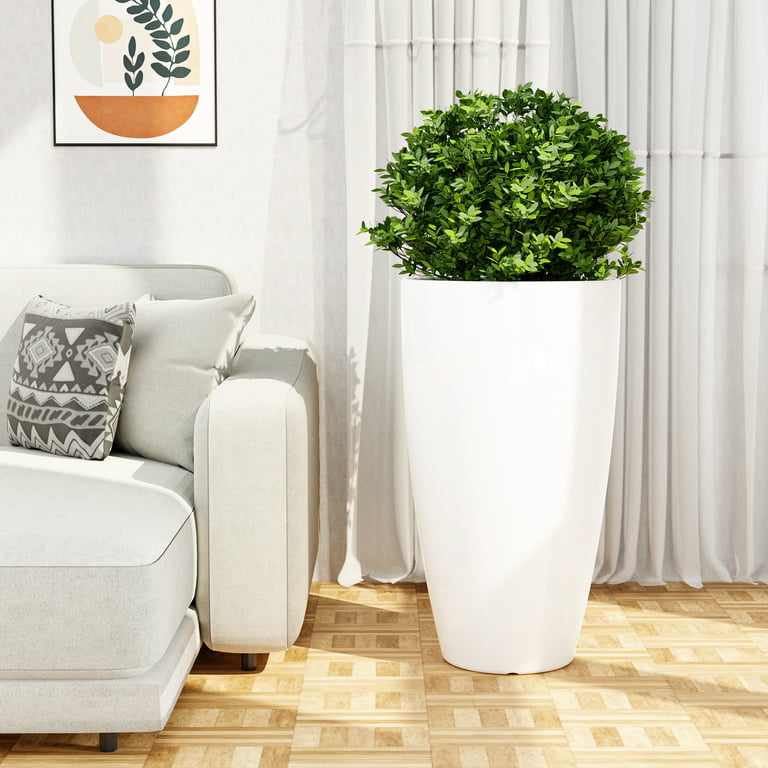 Indoor Outdoor Planter Green Plant Flower Pot With Wooden Legs Stand Floor  Standing White Plant Pots For Bedroom Balcony Decor - Flower Pots & Planters  - AliExpress