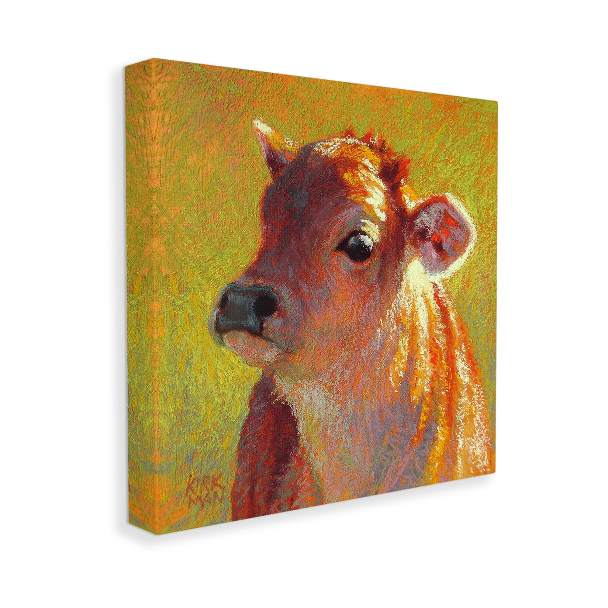 Stupell Industries Sunlit Calf Painting Animals & Insects Painting Gallery Wrapped Canvas Art Print Wall Art, 17 x 17