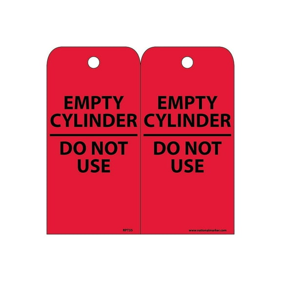 National Marker Accident Prevention Tags; Empty Cylinder Do Not Use 6X3 Unrip Vinyl 25/Pk RPT35