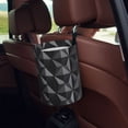 thumbnail image 5 of Round Car Trash Can 7×5.9in Waterproof, Durable, Not Easy To Fade, Easy To Install And Disassemble To Prevent Interior Pollution Dark Gray Geometric Patterns_1 (2), 5 of 7
