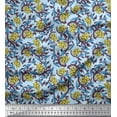 thumbnail image 1 of Soimoi Moss Georgette Fabric Leaves & Lotus Block Print Fabric by The Yard 42 Inch Wide, 1 of 3