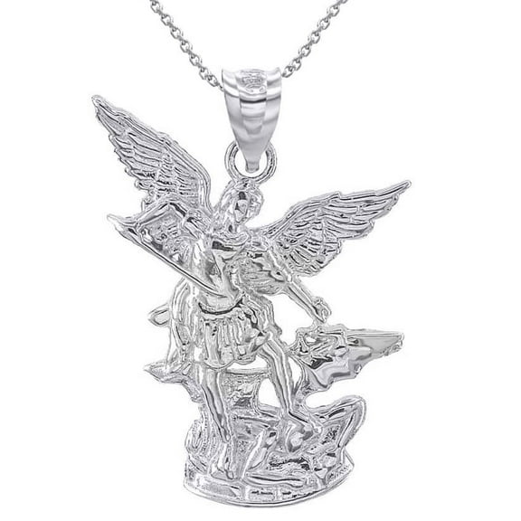 .925 Sterling Silver Saint Michael Pendant Necklace (Pendant Only)