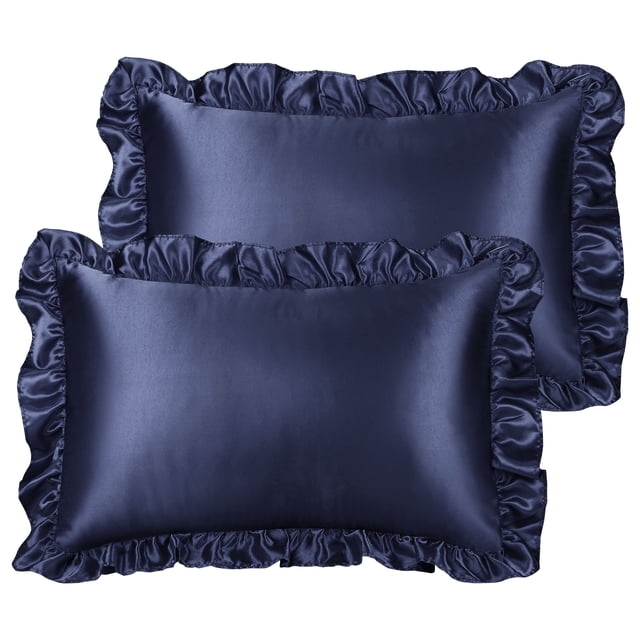 Unique Bargains Retro Satin Ruffle Pillowcases Envelope Closure 2pcs