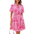 thumbnail image 1 of Vestido BTFBM para mujer, estampado floral, cuello en V, manga corta, volantes, 1 of 9