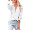 thumbnail image 2 of Guardurnaity Túnica con cremallera para mujer, cuello en V profundo, cuello en V, manga larga, blusas casuales, blusas sueltas, trajes de verano Prendas para la parte del cuerpo Blanco S Guardurnaity AP003810-21, 2 of 3