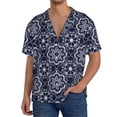 thumbnail image 3 of Xecao offers the Geometry Flower for Men's Casual Short-sleeved Shirt, a button-up collared shirt with a pocket, perfect for beach vacations and yacht travel in the 3X-Large size., 3 of 7