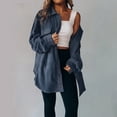 thumbnail image 2 of BiZtdJrK Womens Soft Polar Fleece Jacket Casual Button Down Lapel Blouse Jackets Solid Color Long Sleeve Shirts Coat with Pockets Lightening Sale Navy XL, 2 of 7