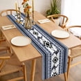 thumbnail image 3 of Table Runner 48 Inches Long for Kitchen Dining, Navy Blue Boho Dresser Scarf Farmhouse, Dining Table Decorations for Wedding/Parties, Vintage Abstract Art Ethnic Tribe 13 x 48 In, 3 of 8