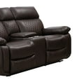 thumbnail image 4 of Contemporary Plush Faux Leather Upholstered Living Room Reclining Loveseat, Brown, 4 of 5
