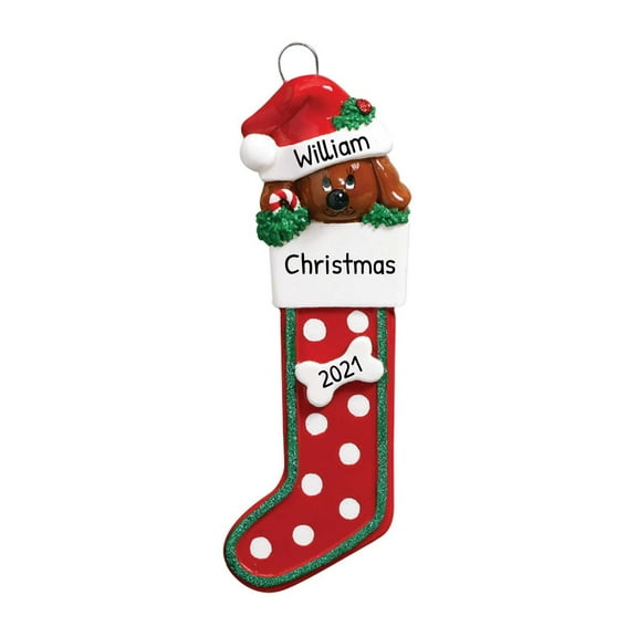 Personalized Dog Christmas Ornament 2024 - Brown Puppy First Christmas Ornament Gifts for Dog Lover