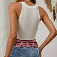 thumbnail image 6 of Women's Ribbed Knit Tank Top Slim Fit Crew Neck Tanks Striped Cami Sleeveless Casual Shirt Fitted Summer Sleeveless Blouses Essential Top, 6 of 7