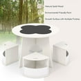 thumbnail image 6 of OLAKIDS Toddler Table and Chair Set with 4 Storage Stools, Wooden Flower Shaped Nesting Table with Blackboard Drawers, Children Multi-Activity Table for Art Crafts Draw Read Boys Girls 3+, 6 of 9