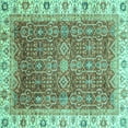 thumbnail image 1 of Ahgly Company Indoor Square Oriental Turquoise Blue Traditional Area Rugs, 7' Square, 1 of 4