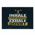 thumbnail image 1 of Inhale Exhale Cutting Board, Athlete Weighlifting Olympic Champion Encourage Calligraphy, Decorative Tempered Glass Cutting and Serving Board, Small Size, Earth Yellow Dark Blue, by Ambesonne, 1 of 1