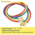 thumbnail image 2 of R410A AC Refrigerant Charging Hoses, 70" R410A HVAC Charging Hose Set with 1/4" Male and Female 800PSI Working Pressure for R410A R22 R134A R12 R502 Air Condition System Maintenance, 2 of 5