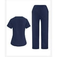 thumbnail image 4 of 2025 Medical Scrubs Uniform for Women - Tops & Straight Leg Pants with 8 Pockets, Soft Stretch, Easy Care Dark Blue S, 4 of 4